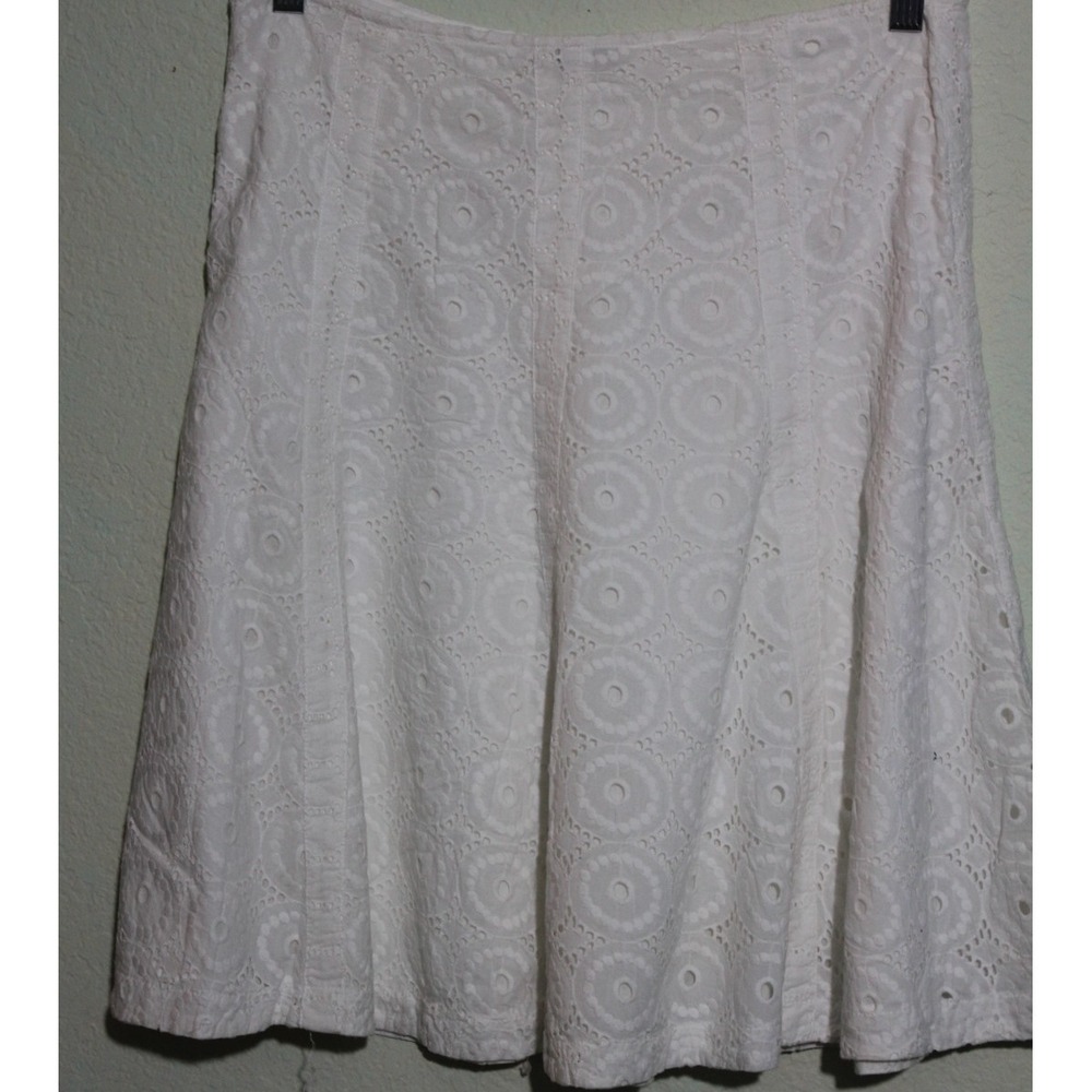 Cabi Skirt White Eyelet Lace Lined Whimsy Fairy Summer Resort Wear SZ Large - Picture 7 of 9